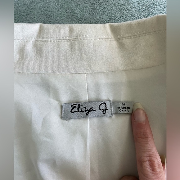 Vintage Eliza J White Blazer Jacket 3/4 Sleeve Minimalist Career Office Size M - Picture 5 of 16